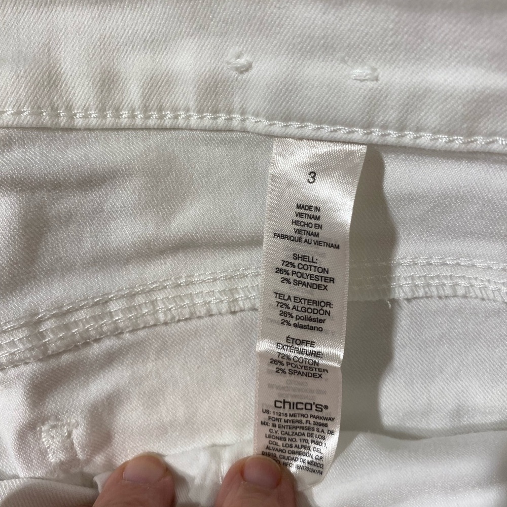 Chico’s Slim Boyfriend Ankle White Denim Jeans Size 3 (MZ) - Picture 5 of 7